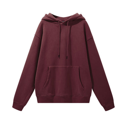 Men's Autumn and Winter 345g Pure Color Hoodie Thickeneded and Velvet Oversize Brushed Men's Hooded Sweatshirt Thickeneded and Warm