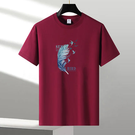 Casual All-match Short-sleeve T-shirt Men's 2025 Summer New Round Neck Pure Half-sleeve Cotton Youth Loose plus size Trendy T-shirt