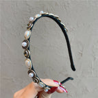 Water drop pearl rhinestone headband