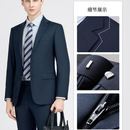 High-end Men's Suit Men's Suit navy blue Machine Washable Wool Suit Jacket Men's Best Man Group Clothing Business Wear