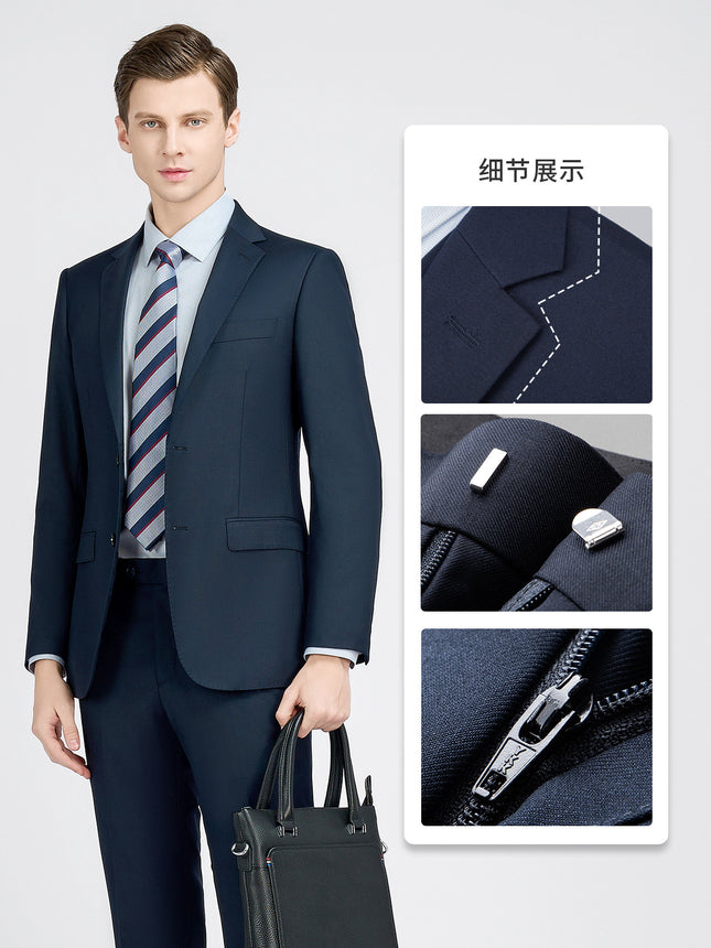 High-end Men's Suit Men's Suit navy blue Machine Washable Wool Suit Jacket Men's Best Man Group Clothing Business Wear