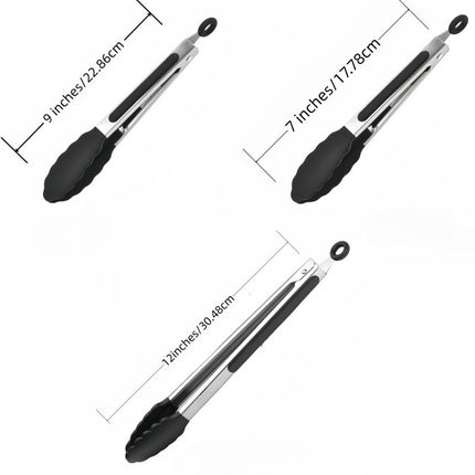 Cross Border Black Silicone Clip Food Clip Commercial High Temperature Resistant Food Grade Kitchen Steak Barbecue Grill Tool