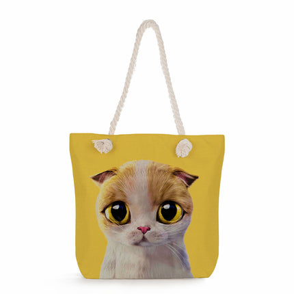 Cross-border Cute Cat Printed Shoulder Bag Simple Portable Storage Beach Bag Fashionable All-match Handbag