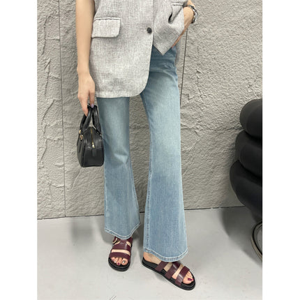 2025 Summer European and American New Fashion Flat Slippers Casual Open Toe Plaid Niche Women's Shoes
