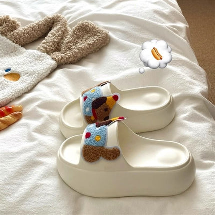 Puppy Sandals and Slippers Women's Summer Eva Wearing Indoor Thick Bottom Non-slip Dung Treading Cute Beach Casual Slippers