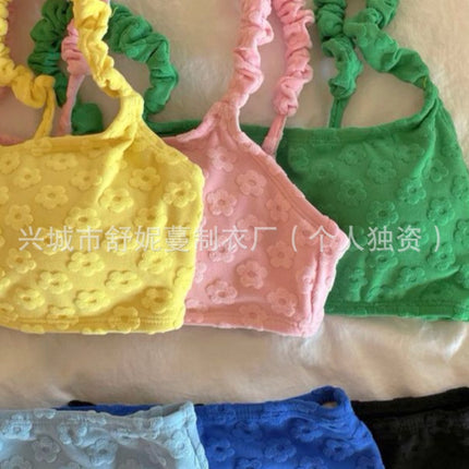 Swimsuit Bikini High-end Pure Wind Hot Spring Swimsuit Women's Small Chest Towel Cloth Contrast Color Swimsuit Women's Bikini