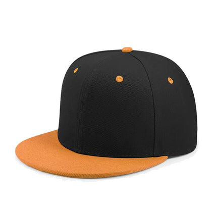 Cross-Border Color-Blocked American-Style Six-Panel Flat-Brim Hip-Hop Hat for Men and Women, Solid Color Plain Flat-Brim Hip-Hop Baseball Cap, Unisex