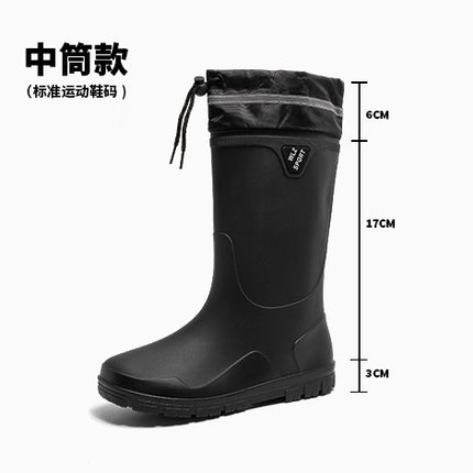 Cross-border Rain Boots Korean Fashionable All-match Men's Rain Boots Waterproof Non-slip Fishing Car Washing Work Rubber Shoes