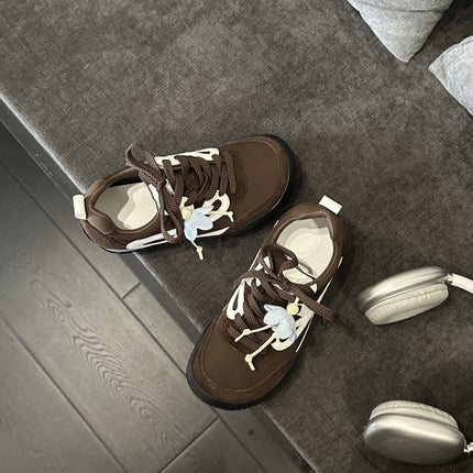 Genuine Leather Moral Training Shoes for Women 2025 Autum New Versatile Color Matching Ugly Big Toe Shoes Casual Sports Shoes Thick-Soled Sneakers
