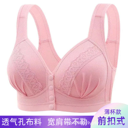 Breathable Cross-border Front Snap No Steel Ring Fixed Cup Bra Beautiful Back Traceless Top-up Thin Mom Vest-style Underwear