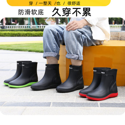 [Daifa] Men's Short and Medium Rain Shoes for Kitchen Site Fishing Waterproof Shoes Thickened Warm Rubber Shoes Rain Boots