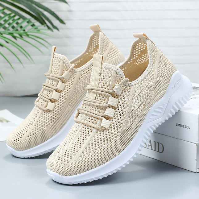Women's Shoes 2026 Spring New Style Single Shoes Cross-Border Wholesale Lightweight Soft-Soled Women's Shoes Mesh Hollow Casual Sports Shoes