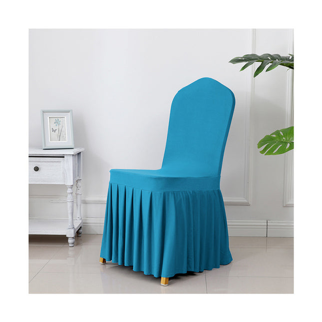 Chair Cover Thickened Stretch Pleated Skirt Dining Chair Cover Hotel Wedding Banquet Event Stool Cover Hotel Cloth