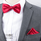 L13 wine red bow tie + pocket towel