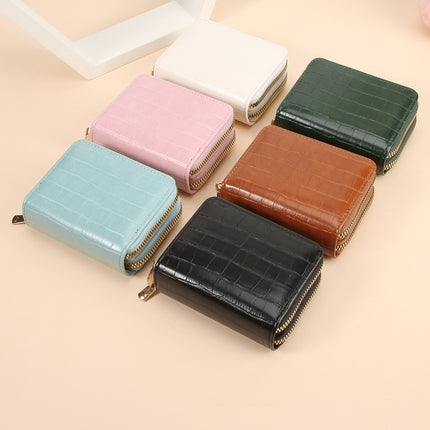 Anti-Magnetic Theft Double Pull Card Holder Fashionable Women's Crocodile Pattern Zipper Coin Purse Cross-Border Coin Purse Rfid