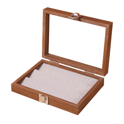 Black Walnut Wood Grain Dustproof Jewelry Box with Lid Bracelet Bracelet Ring Earrings Necklace Box Jewelry Storage Box