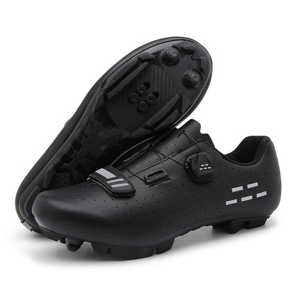 Road Mountain Men's and Women's Locked Bicycle Lockless Shoes Hard Sole Spinning Bicycle Riding Shoes Gym Black