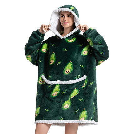Composite Thermal Clothing Tv Blanket, Extra Long and Thick, Home Wear, Outdoor Mid-Length Pajamas, Flannel, Can Be Worn Outside, Couple Style
