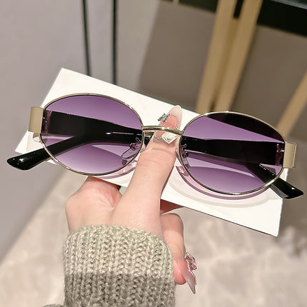 Round Frame Metal Sunglasses Women's High Sense Women's Driving UV Protection Photographing Sunglasses Trendy Retro Fashion Small Frame