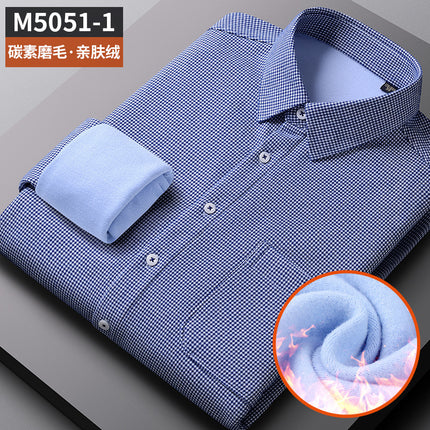 Shangchao quality men's shirt cotton brushed plaid winter fleece-lined thickened casual men's cardigan long sleeve shirt