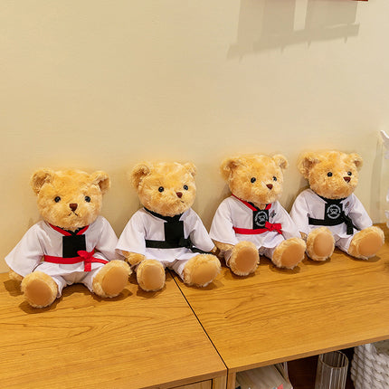 Taekwondo bear doll plush toy teddy bear doll doll martial arts hall activity gift can add LOGO