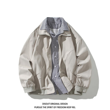 2025 Autumn and Winter New Men's Jacket Fashion Shirt Collar Fake Two-Piece Large Size Jacket Men's Trendy Handsome Jacket