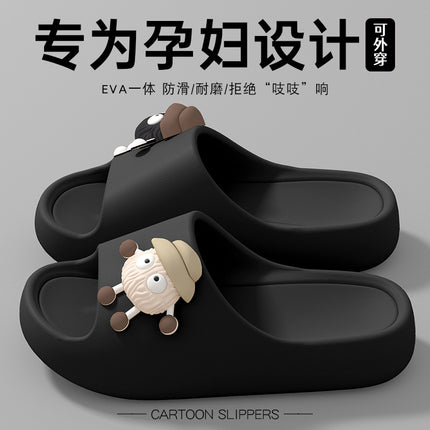 Women's Thick-Soled Summer Slippers for Indoor and Home Use, Silent and Poop-Feeling, Bathroom Bathing, Deodorant Outer Wear, Couple's Men's Slippers