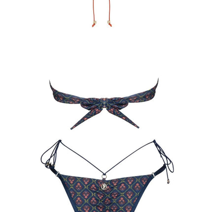 2025 European and American Bikini Sexy Printed Steel Bikini Cross-border Fashion Halter Strap Split Swimsuit for Women