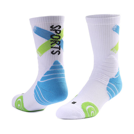 Summer Practical Professional Basketball Socks Towel Bottom Mid-tube Socks Badminton Socks Sweat Absorbing Running Training Sports Socks Men