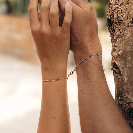 Stainless Steel Gold Plated Couple's Magnetic Suction Cross-border Live Selling Bracelet suit Gifts Not Fading