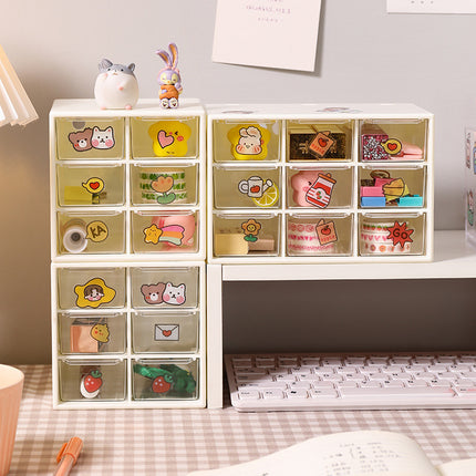 ZT0039 Student ins Jiugongge Pull-out Dustproof Storage Box Desktop Cosmetics Stationery Jewelry Six Palace