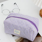K1130 - octagon bag - blueberry plaid / 18*10*10cm