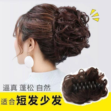 Explosive wig female clip hairpin hair package ball head coil hair flower short curly hair clip style flower bud fluffy
