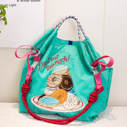 ball chain Japanese high quality eco-friendly shopping bag embroidered hand canvas bag nylon shopping bag