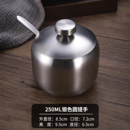 Cross-border Korean-style 304 stainless steel seasoning jar kitchen chili sauce oil salt jar with spoon seasoning box creative golden jar