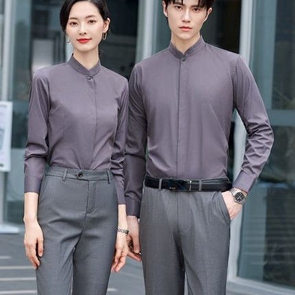 Professional suit Women's Spring and Autumn Gray Shirt Dress Men's and Women's Same Model Sales Office Car 4s Shop Sales Work Clothes