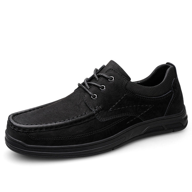 Men's Shoes Daily Outdoor Tooling Shoes Handmade Casual Shoes Spring and Autumn Low-top Genuine Leather Frosted Leather Shoes Lace-up Shoes