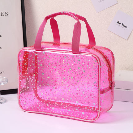 New Pvc Toiletry Makeup Brush Travel Zipper Tote Bag Cosmetic Small Star Makeup Bag Convenient and Large Capacity