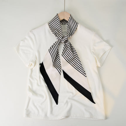 2025 European and American-style Beveled Silk Scarf Cross-border Silk Cashew Dot Long High-end Ribbon Scarf Women's Belt