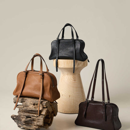 New Arrival Vegetable Tanned Leather High-Grade Youyou Bowling Bag Women's Spring Retro Large Capacity Commuting Shoulder Handbag