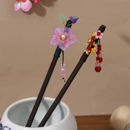 New Year Red Festive Chinese Style Hairpin Palace Style Tassel Walking Hair Hairpin Retro Hanfu Ancient Dress Cheongsam Hair Accessories Women