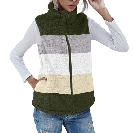 Cross-border Women's vest 2022 new plush stand collar sleeveless zipper lightweight vest comfortable women's coat with pockets