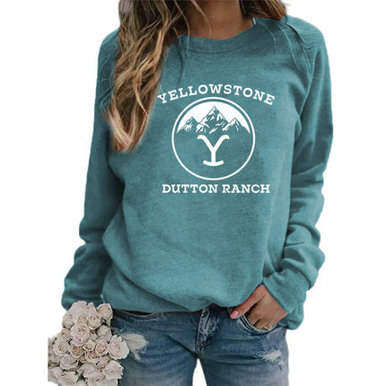 Amazon Cross-border Foreign Trade Source DUTTON RANCH Printed Round Neck Long Sleeve Women's Sweatshirt Jacket
