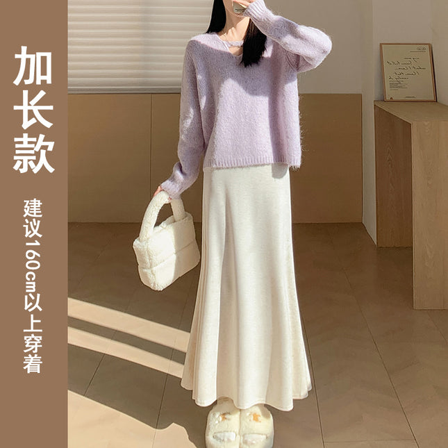 Women's Skirt Autumn/Winter 2026 New Style Gentle and Elegant High-End Feel Slim-Fit Knit A-Line Bodycon Fishtail Skirt