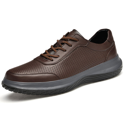 2023 Four Seasons Men's Lightweight Sports Leather Shoes Top Layer Cowhide Wear-Resistant Office Business Casual Leather Shoes
