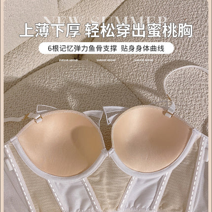 Cross-border English Standard Lace Underwear suit Women's Breast Gathering Small Breast Anti-sagging Bra Non-rims Bra