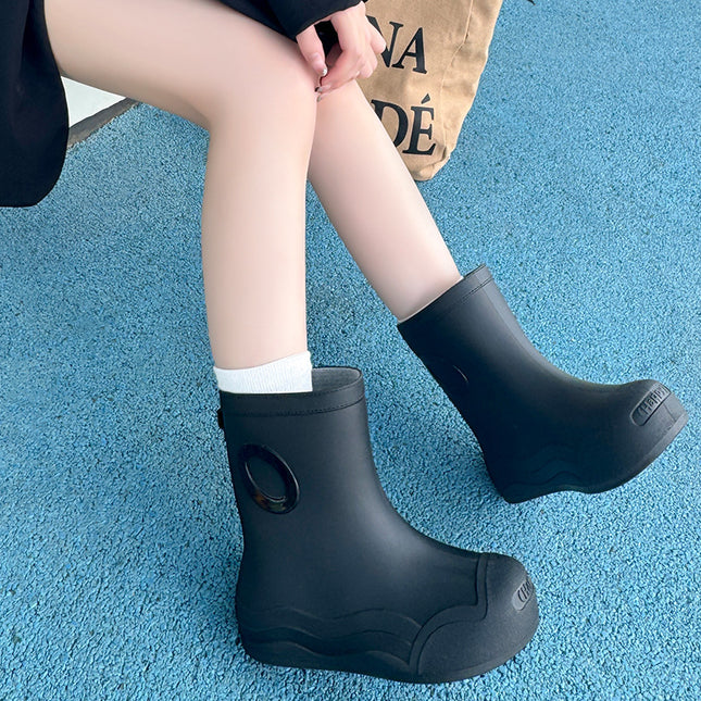 Cross-Border Hot-Selling Fashionable Mid-Calf Women's Rain Boots New Outdoor Waterproof Shoes Non-Slip Casual Water Boots Women's Rain Boots Rubber Shoes