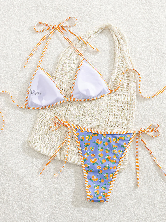 New European and American Bikini Fruit Lace Two-Piece Sexy Bikini Export Swimsuit Cross-Border Amazon Swimsuit