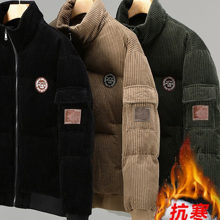 G138 winter New Korean style casual stand collar corduroy down jacket warm cold-resistant Men's Youth All-matching