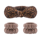 Brown leopard print headband + 2 brown wristbands/flat car interface